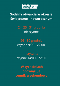 Świąteczne godziny otwarcia